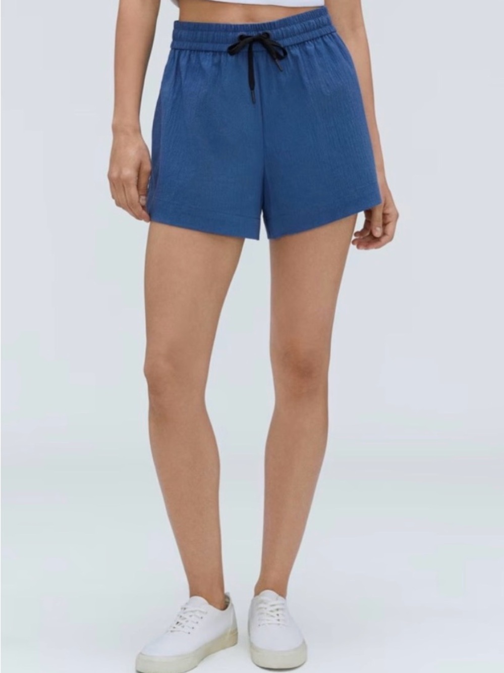 Everlane Seersucker Blue Drawstring Shorts - Size Small